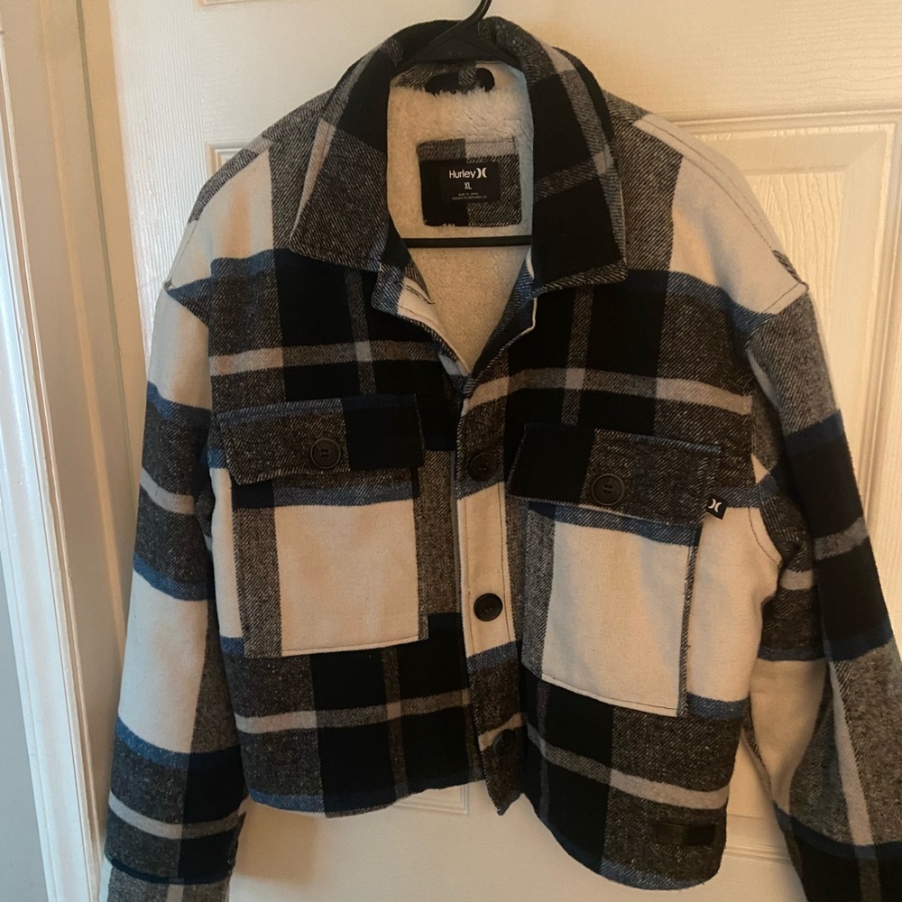 Hurley Black and White Plaid Jacket